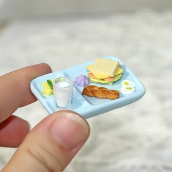 1/12 casă de Păpuși în Miniatură Accesorii Mini mic Dejun tip Bufet Placa Modelul de Simulare Tava de Alimentare de Jucarii pentru Papusa Casa Decor