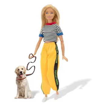 1/6 BJD Papusa Set Haine Pentru Barbie Accesorii Dezbrăcat de Cămașă Topuri Galben pantaloni Pantaloni 11.5