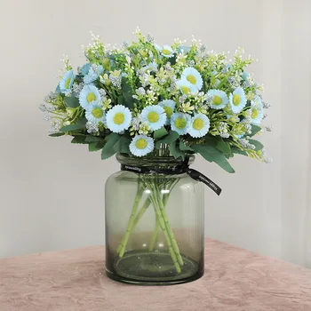 1 buc 6 furculite Daisy Simulare Buchet de Nunta Aranjament Floral Ghiveci de Mătase Artificială Flori Petrecere Acasă Ornamente Decor