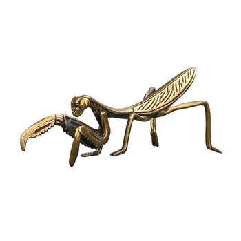 1 Buc Alamă Miniatură Cupru Mantis Miniatură Ornament Ceai De Companie Antic Solid Insecte Figurina Birou