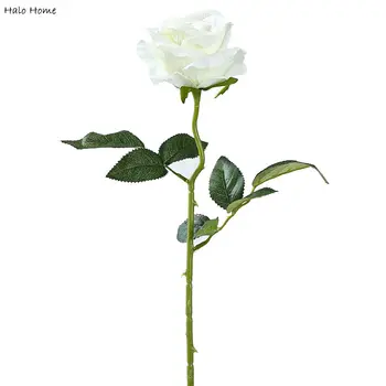 1 ramură de Mătase Artificială de Flori de Trandafir Alb Pentru Nunta Festival Sărbători Partid Grădină locuri Publice Decor Acasă 50cm