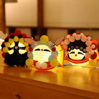 1 Set Retro Stil Lanternă Chineză De Asamblare Usor De Curent Continuu Decor Consumabile Zhang Hua Mid-Toamnă Festivalul Handmade