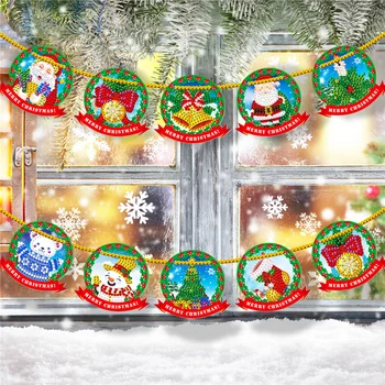 10/12pcs 5D Diamant Pictura Pandantiv Ornamente Pentru Pomul de Crăciun de Decorare Lanț Carte cu Lumini Șir de Lumină Decor Acasă Cadou