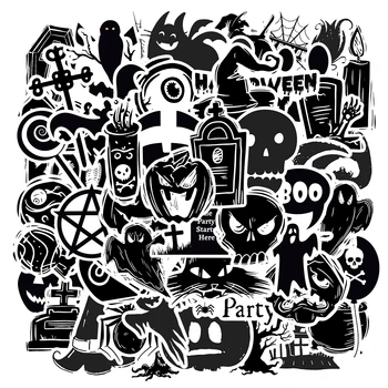 10/30/50Pcs Petrecere de Halloween Autocolante pentru Skateboard Laptop Chitara Depozitare Frigider Album de Telefon Alb Și Negru Graffiti Decalcomanii