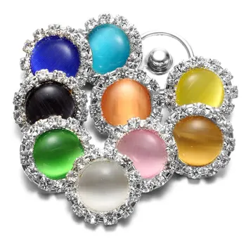 10 Culori/lot Opal Stras Stil Formă Rotundă de Metal 18mm Snap Butonul Farmecele Pentru Snap Bratara Fixează Bijuterii KZ0576