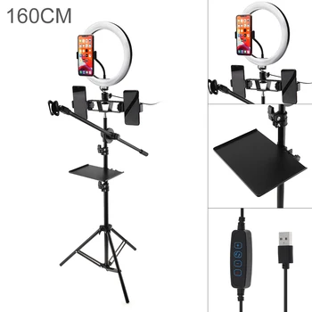 10 Inch 26cm Selfie Estompat Inel de Lumină Lampă cu LED-uri cu Trepied Suport Telefon Mobil Clipuri Suport pentru Stream Live de Machiaj Video