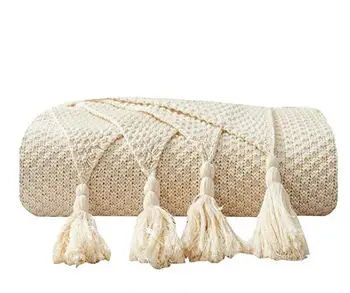 100% Bumbac Tricotate Aruncă și Pături pentru Canapea Pat Canapea Multiple Speciale Utilizate Ciucuri Pătură