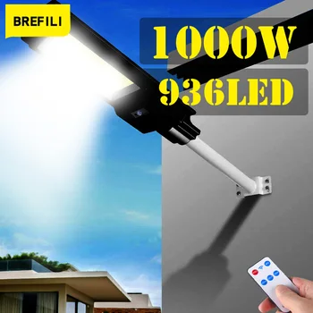 1000W Solar în aer liber Lumina 936LEDs 360LEDs Lampa de Gradina Iluminat 500m2 Lampa de Perete Cu Telecomanda 3 Modul de iluminare în caz de Urgență
