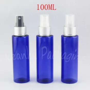 100ML Albastru Umăr Plat Sticla de Plastic , 100CC Machiaj de Apă / Toner Sub-îmbuteliere , Gol Container Cosmetice ( 50 buc/Lot )