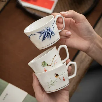 100ml Stil Chinezesc pictat Ceramica Cana de Cafea Casă de Creație din Portelan Alb Mici, Cesti de Ceai si Cani cu Maner