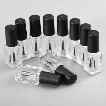 10buc 5 ml din Plastic Transparent de Sticlă Sticla de Unghii Gol Cu Un Capac Perie Cosmetice Recipiente de Sticle de Sticlă de Unghii cu Pensula