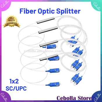 10buc/lot 1x2 Fibra Optica Splitter SC/UPC Mini Blockless 0.9 mm Tub de Oțel 2 Modul PLC Separator 1*2 SC UPC Conector Transport Gratuit