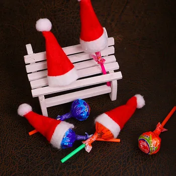 10buc/lot Mini Pălărie de Crăciun pentru Bomboane Decor de Anul Nou Lollipop Bonnet Capac Copii Xmas Decor Ieftine Ornament de Crăciun