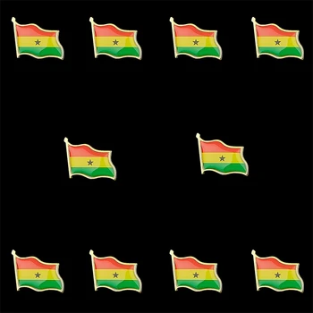 10BUC/Lot Țară Africană, Ghana Epoxidice Naționale Fluturând Metal Rever Flag Pin Broșă Insigna Pentru Costum Accesorii