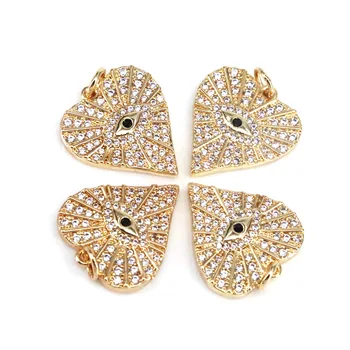 10buc , New sosire placat cu aur cu Cristal Cz Ochi in Forma de Inima pandantiv,populare bijuterii pandantiv,accesorii bijuterii en-gros