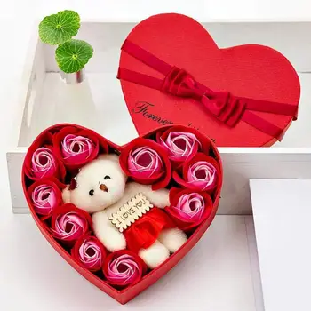 10buc Sapun Flori de Urs cu Cutie de Ziua de nastere Prietena Nunta Ziua Îndrăgostiților Cadou de Acasă Decorare Accesorii
