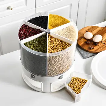 10KG Bucătărie Alimentare recipient de Stocare Rotative cutii de cereale Umiditate Insectelor Cereale Organizator caseta 6-Grila de Orez Găleată