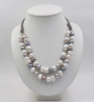 12-13mm Naturale de apă Dulce Perla Cravată Colier stil Baroc Pearl Bijuterii pentru Femei Pulover de Iarna Perla lanțuri 20inch