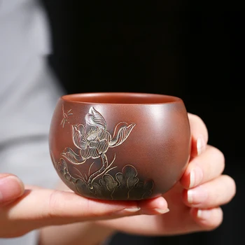 120ml Epocă Castron de Ceai Natural Lut Violet Ceașcă de Ceai Yixing Teaware Master Mică Ceașcă de ceai Chinezesc Ceai Kung Fu Set Container de Decor