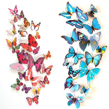 12pcs/lot Fluture Colorat Magneti de Frigider 3D Fluture de Design Autocolante de Arta Cameră Magnetic Decor Acasă DIY Decorare de Perete
