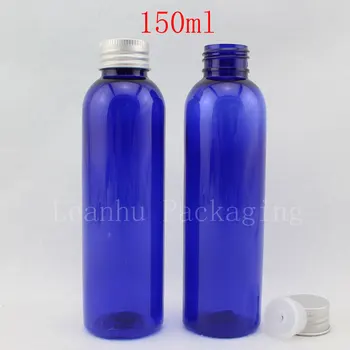 150ML Albastru Rotund Sticla de Plastic Aluminiu Capac , 150CC Șampon / Loțiune Sub-îmbuteliere , Gol Container Cosmetice ( 40 BUC/Lot )