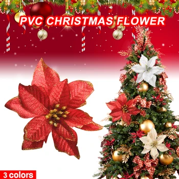 15Cm Cap de Floare Glitter Mătase Artificială Flori de Pom de Crăciun Ornament Crăciun Diy Decorare de Anul Nou Decor Navidad Decor