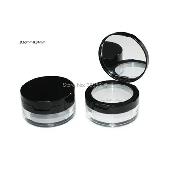 15G Pudra Recipient cu Net Negru Flip Capac de Borcan Casetă cu Oglindă Cosmetică Pulbere Caz F376