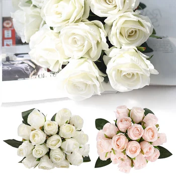 18PCS Romantic Rose Flori Artificiale DIY Roșu de Mătase Albă de Flori False pentru Petrecerea Acasă Decorare Nunta Ziua Îndrăgostiților