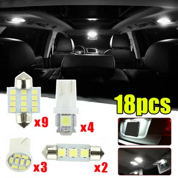 18pcs Universal Auto Tuning Piese de Interior cu LED-uri Bec Pachet Kit Harta Dom Portbagaj Pană Lămpi Albe Gadget Accesorii Auto