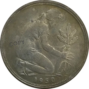 1950 Germania 50 Pfennig De Cupru Si Nichel Placat Cu Argint Colecție Copia Fisei
