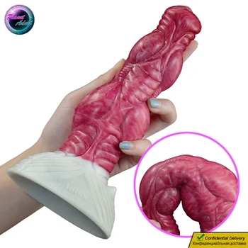 19cm Musculare Stil Dragon Penis artificial Femei Masturbator Cerberus Penis Monstru de Pula Jucarii Sexuale pentru Femei Vagine Pizde Analsex Masturbari