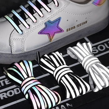 1Pair Reflectorizante Șireturile Laser sequin Șiret Țese Impletit brățară Adidasi Pantofi sport dantela copii Adulți sireturi