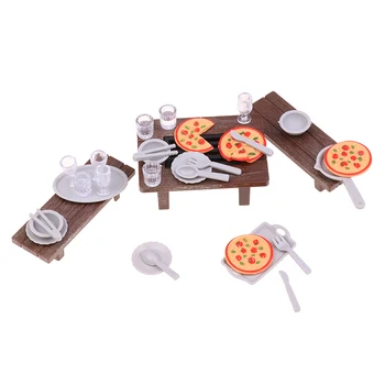 1Set 1:12 casă de Păpuși în Miniatură Grătar, Masă, Scaun Pizza Furci Spoon Cupa Tava de Viață Scena Decor Casă de Joacă Jucărie