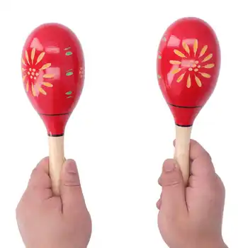 2 buc de Lemn cu Nisip Mingea Jucărie de Sunet Maracas Roșu Sculptate din Lemn de Nisip Ciocan de Percuție Instrumente Muzicale Copii Devreme Jucărie de Învățământ
