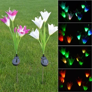 2 buc LED-uri Lumina Solara în aer liber Lampa de Culoare RGB Crin de Flori de Gradina rezistent la apa Lumina Artificială a Lămpii Pentru Gradina Curte Calea Decor