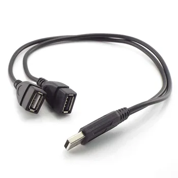2 in 1 USB a-Masculin 2-Feminin Adaptor Convertor USB 2.0 de sex Masculin la Dublu Y Splitter Cablu de Încărcare DC prelungitor