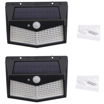 2 Pachet Solar în aer liber Lumina 208 LED-uri/3 Moduri de 270 ° în aer liber, Solar, Lampa IP65 rezistent la apă în aer liber de Iluminat Cu Senzor de Mișcare