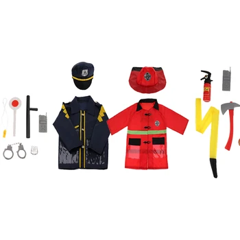 2 Seturi De Copii De Incendiu-Șef Și Om De Poliție Joc De Rol Rochie Fancy Costume De Halloween Cosplay Setul De Unelte Copiii Pretind Joc De