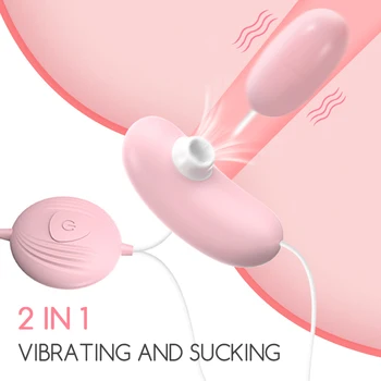 2 În 1 Supt Vibrator punctul G Stimulator Vaginal Masaj sex Feminin masturbari Vibratoare Ou Vibratoare Pentru Femei Produse pentru Adulți