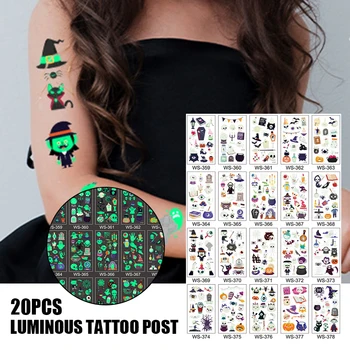 20 de Coli Tatuaje Temporare Autocolante Luminoase Autocolante Tatuaj rezistent la apă de Lungă Durată Halloween Machiaj Set JS23