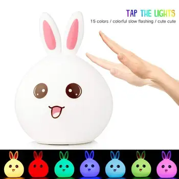 2019 Iepure Drăguț Silicon LED Lumina de Noapte Senzor de Lumină Colorate USB Reîncărcabilă Bunny Lampă de Noptieră pentru copii Copii Copii