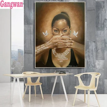 2020 Diamant rotund Pictura Femeie care plânge cu păsări Complet Stras pătrat Poze Diamant mozaic religie pictograma home decor