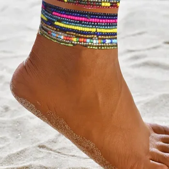 2020 Plajă Moda Brățară Cu Margele Lucrate Manual Cu Margele Brățară Pentru Femei Reglabil Colorat Brățară Brățară Pe Picior Picior De Bijuterii