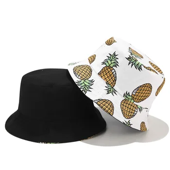 2021 Bumbac Patru Sezoane Ananas Imprimare Găleată Pălărie Pescar Pălărie de Călătorie în aer liber la Soare Capac pentru Bărbați și Femei 484