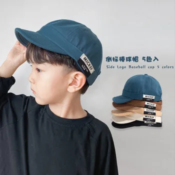 2021 Copii Toamna Capace coreean Vânzare Fierbinte Băieți Subțiri Parasolar Lateral Eticheta Scrisoare Șapcă de Baseball Bumbac simplu țese hip-hop 50-52cm