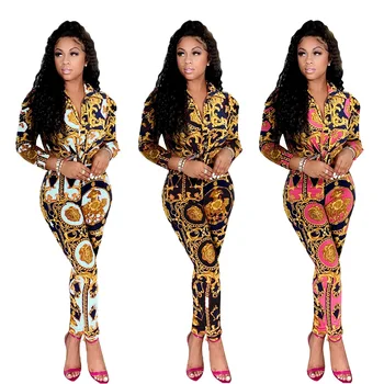 2021 Dashiki Africane Tradiționale De Imprimare De Îmbrăcăminte Două Bucata Set Femei Bodycon Top+Pantaloni Skinny Trening De Potrivire Seturi De Haine