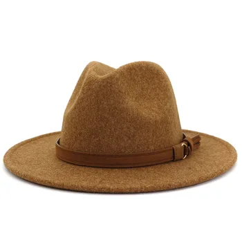 2021 Moda de Înaltă Calitate din Lână femeile s-au Simțit Jazz Pălării Fedora Catarama Decor Unisex Margine Largă Panama bărbați fierbinte Petrecere de nunta Capac