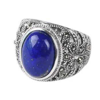 2021 Moda Gravate Frunze Design Încrustat Natural Lapis Lazuli Inel pentru Femei 100% Reale S925 Argint Femeie Ring