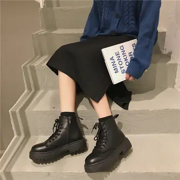 2021 Noi Femei Ghete Casual Femei de Moda de Vara Student Negru Cizme Scurte Femei Cizme Sălbatice Pantofi Retro pentru Femei