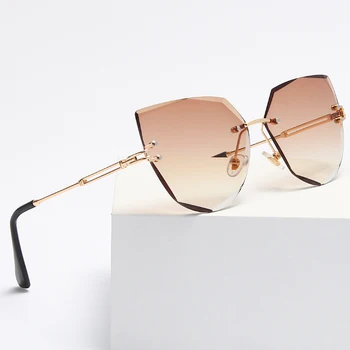2021 Noua Moda de Lux, Sexy, Ochi de Pisica ochelari de Soare Femei fără ramă Val Ochelari de Soare Nuanțe Metalice pentru Femei Vintage Ochelari de UV400